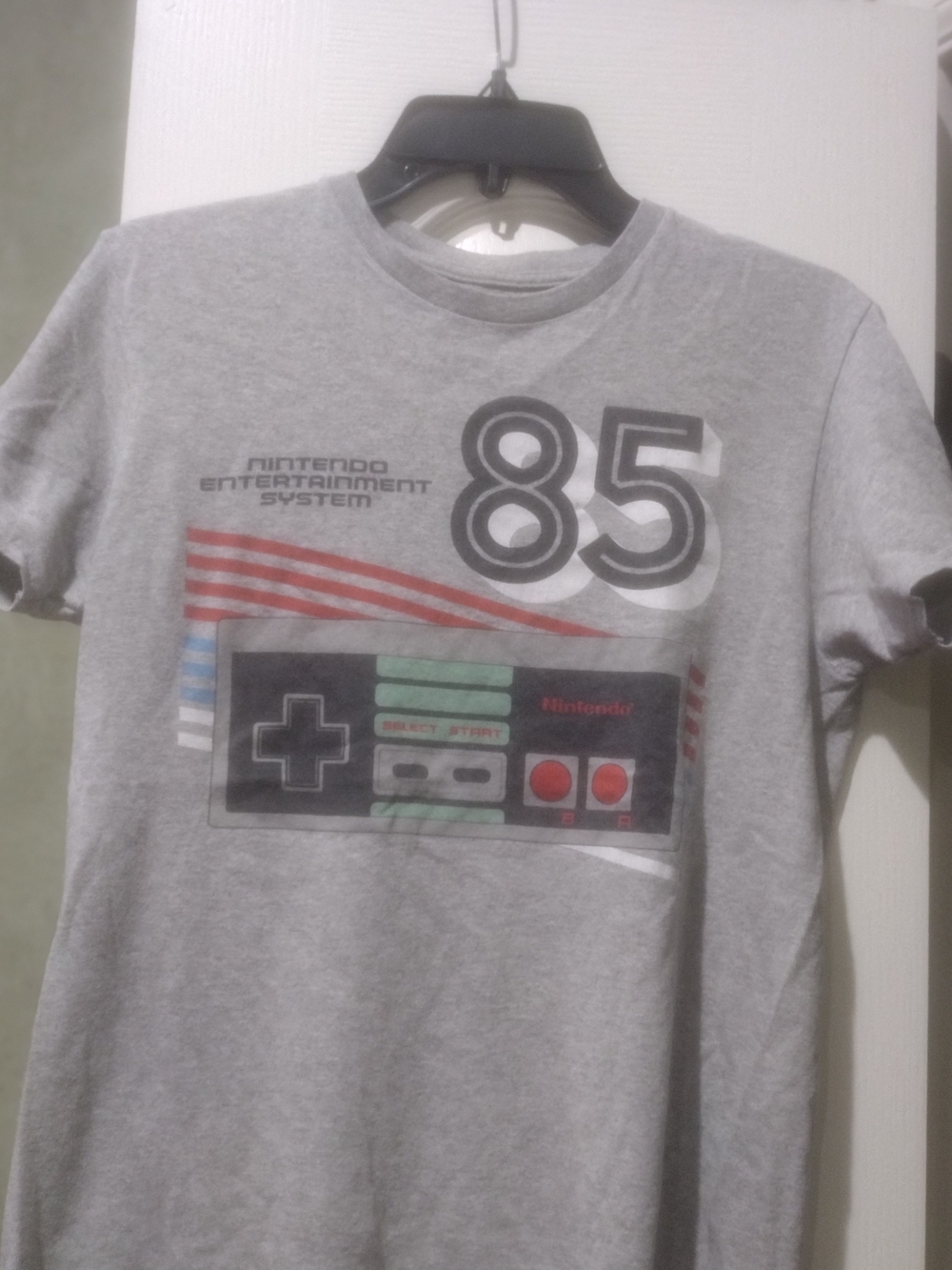 Nintendo Gray Retro NES Controller Tee with Red Accents